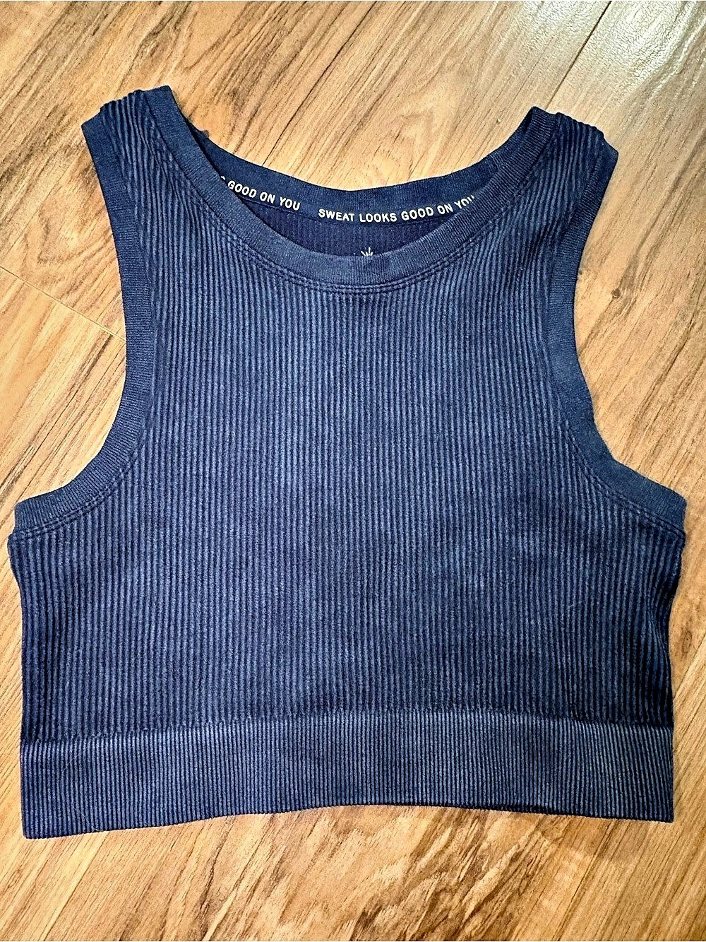 Offline by Aerie Seamless Ribbed Crop Tank Top Blue XS